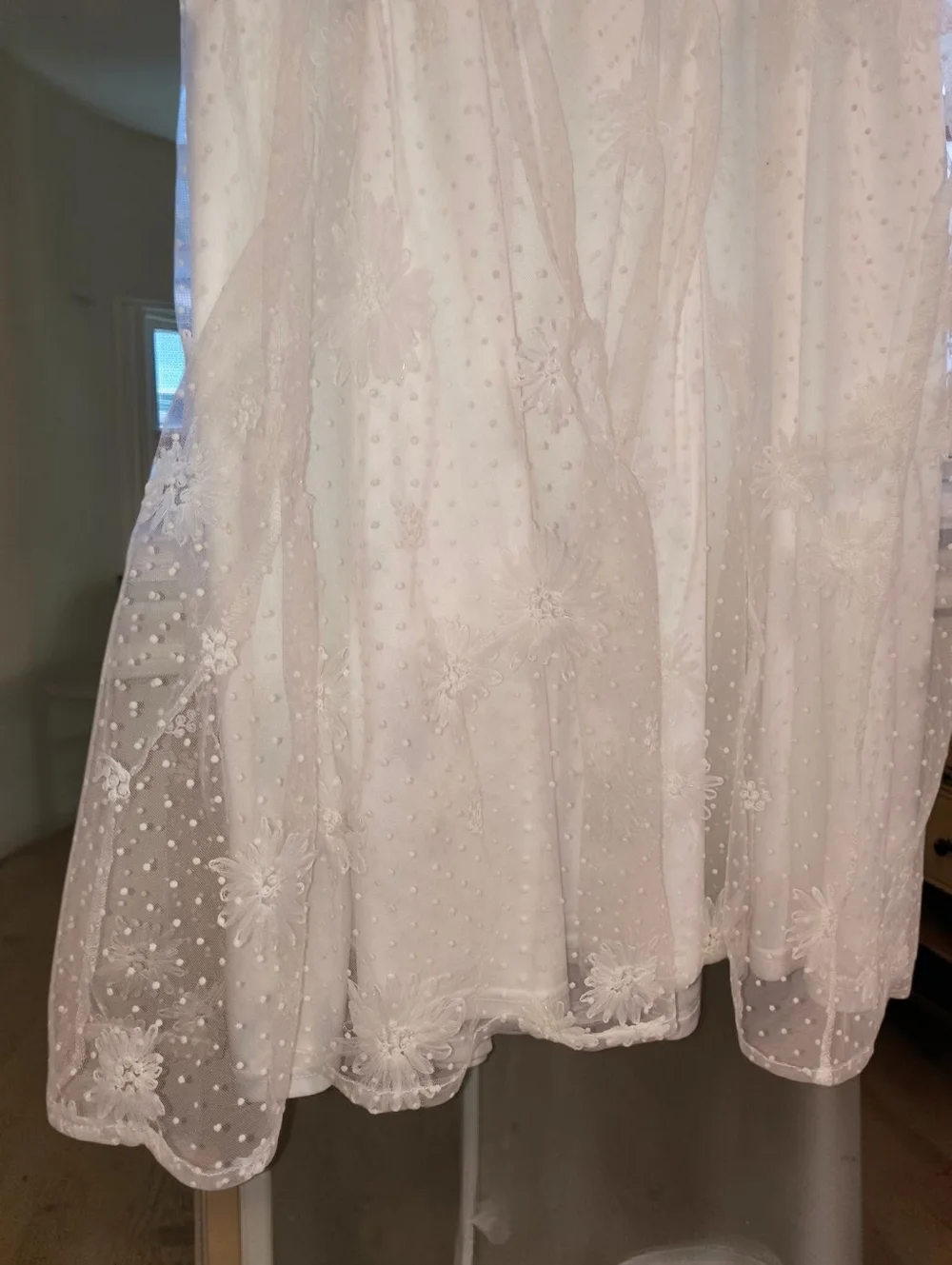 Altar’d State White Lace Babydoll Dress XL NWT Sheer Floral Cottagecore Bridal